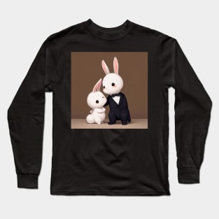 Tuxedo Rabbit With Baby Bunny Long Sleeve T-Shirt